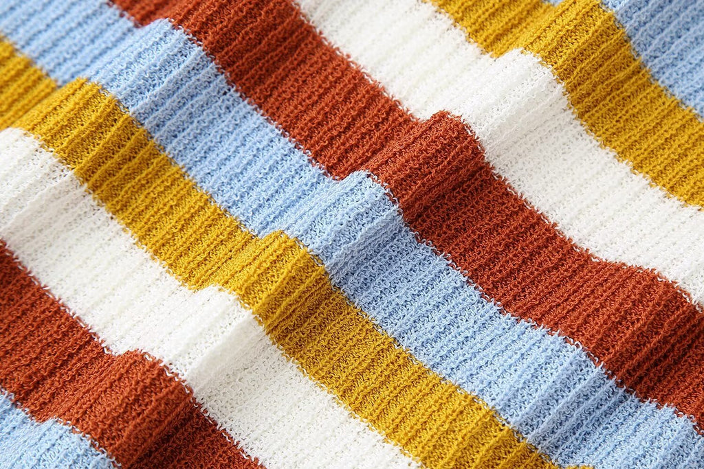 Women's Spring Women Clothing Knitted Striped Coat Dress