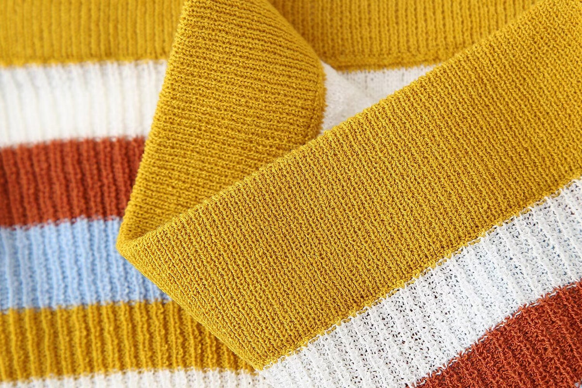 Women's Spring Women Clothing Knitted Striped Coat Dress