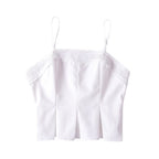 Palace Lace Backless Hem Pleated Slim Strap Top