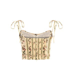 Women’s French Floral Smocked Spaghetti Strap Crop Top