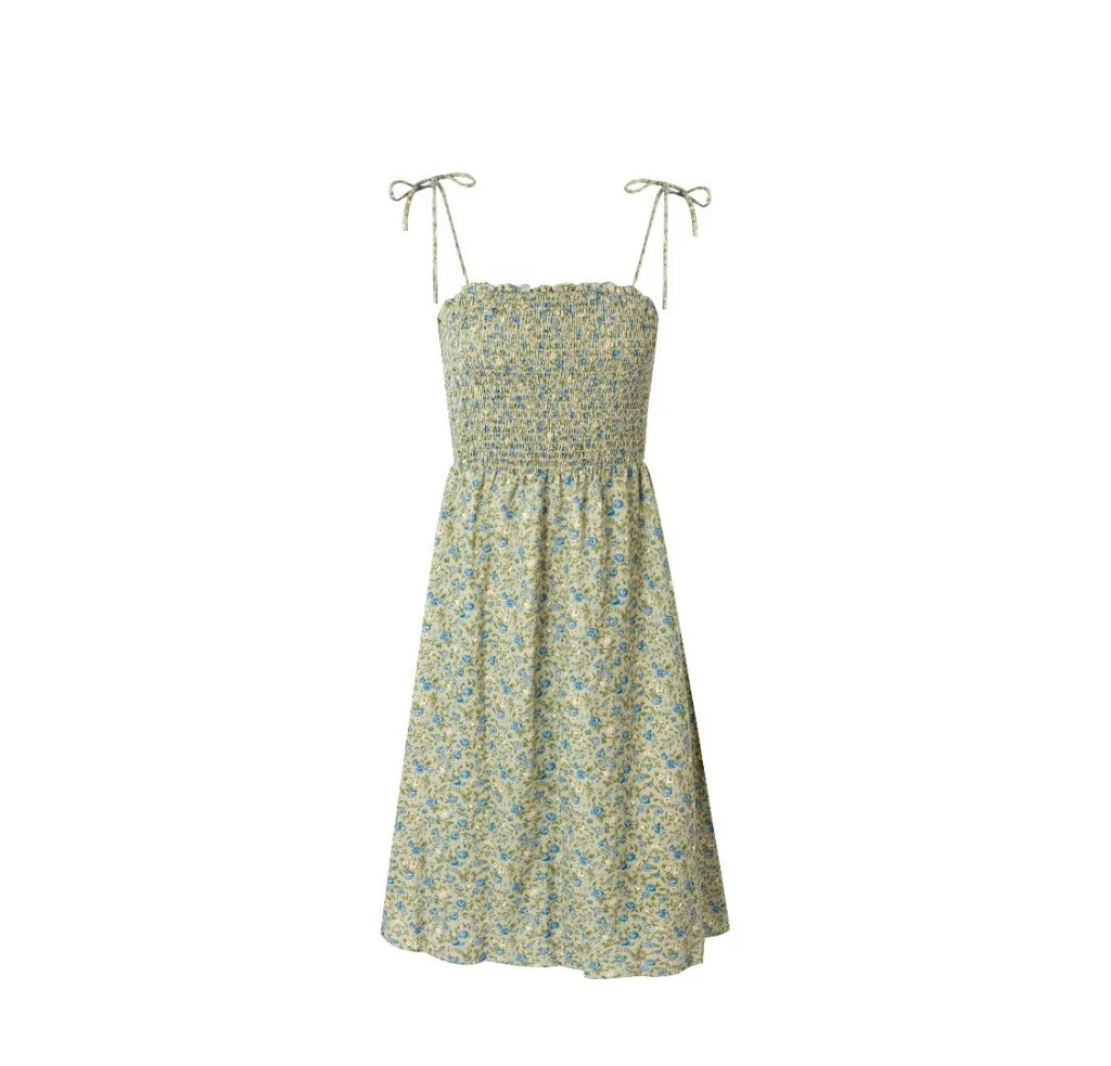 French Floral-Print Slip Spring Retro Dress