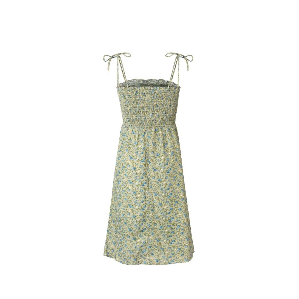 French Floral-Print Slip Spring Retro Dress