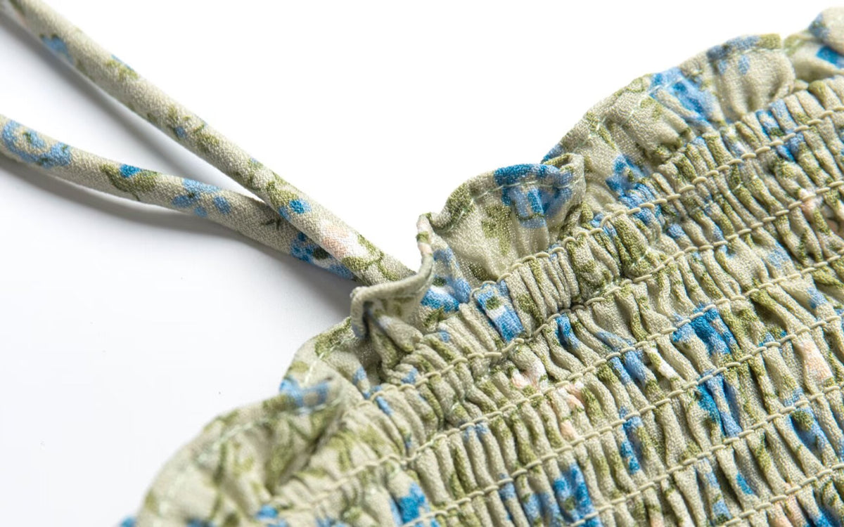French Floral-Print Slip Spring Retro Dress