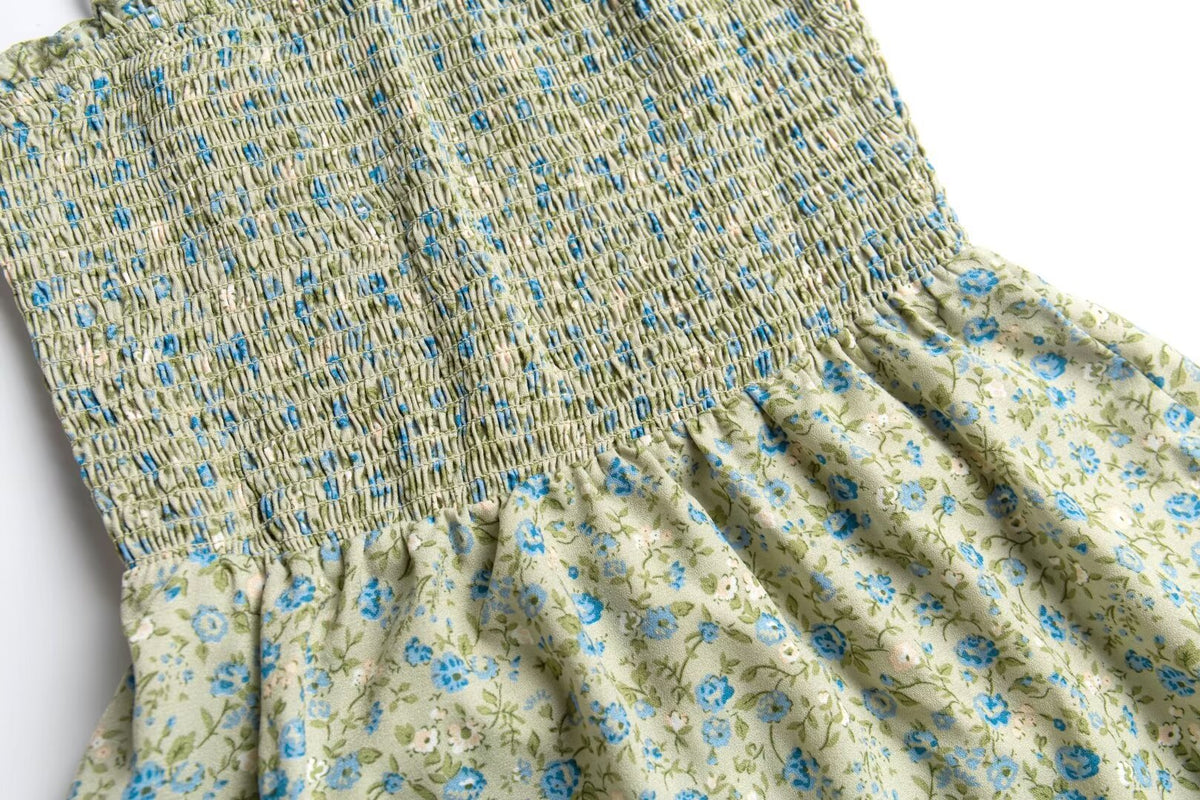 French Floral-Print Slip Spring Retro Dress