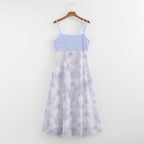 Summer Low Collar Sleeveless Stitching Printing Slip Dress Women