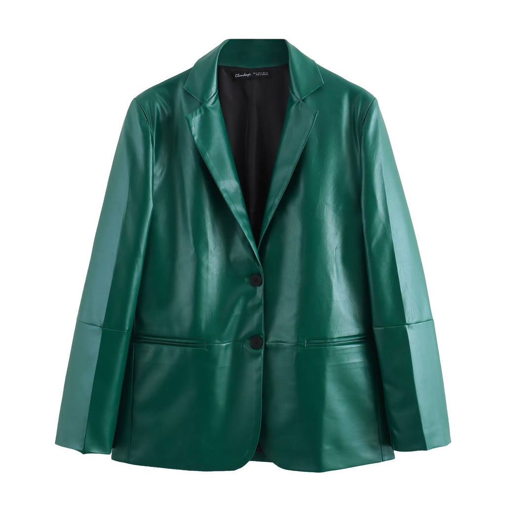 Women's Leather Skirt Suit Two-Piece Set