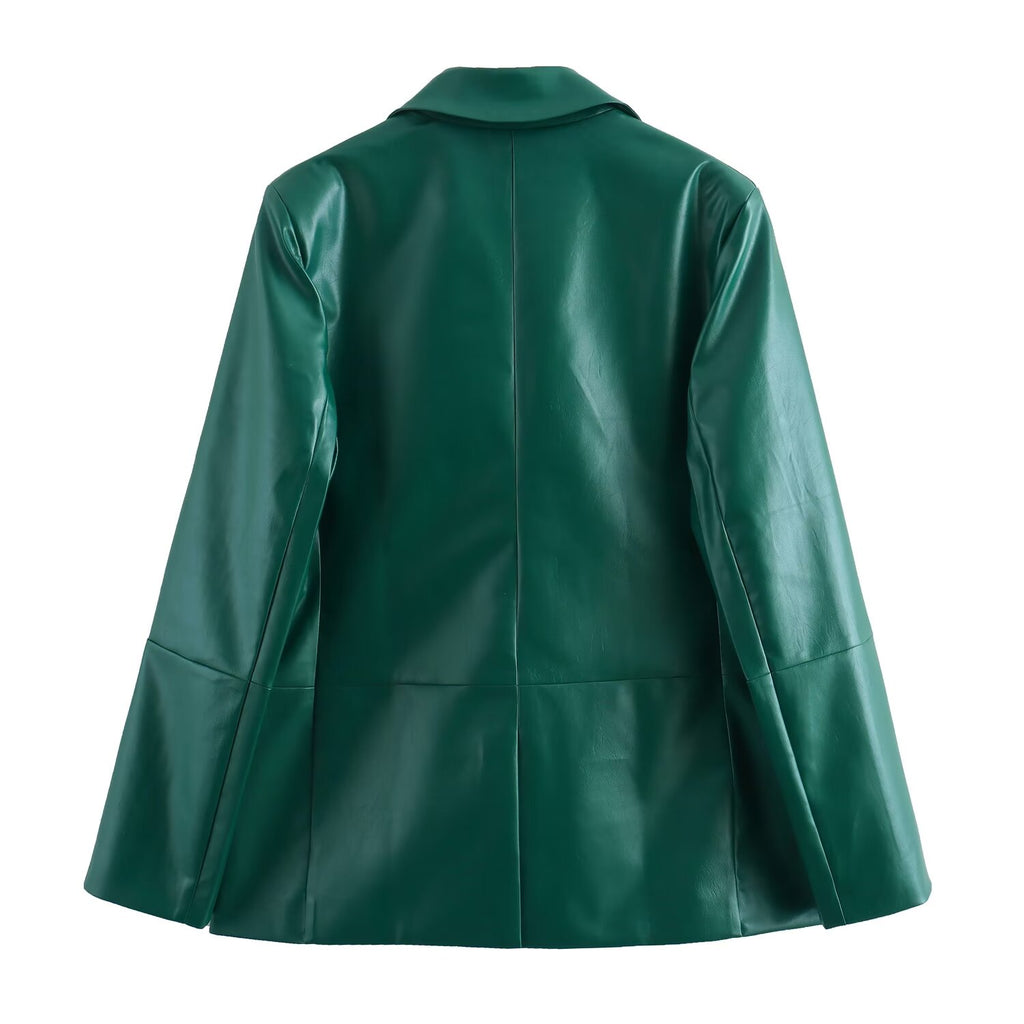Women's Leather Skirt Suit Two-Piece Set