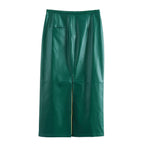 Women's Leather Skirt Suit Two-Piece Set