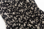 Square-Neck Lace-Up Puff Sleeve Floral Tight Waist Dress