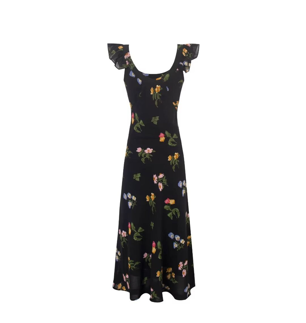 Floral Print Spaghetti-Strap Dress
