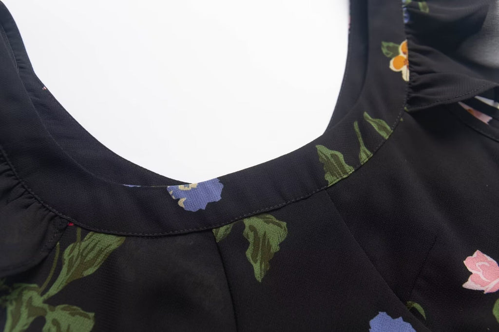 Floral Print Spaghetti-Strap Dress