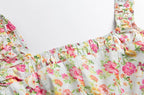 French Vintage Floral Fitted Waist Slip Dress