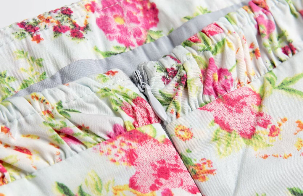 French Vintage Floral Fitted Waist Slip Dress