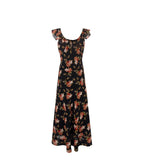 Black Flying Sleeve Floral Summer Vacation Dress
