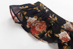 Black Flying Sleeve Floral Summer Vacation Dress