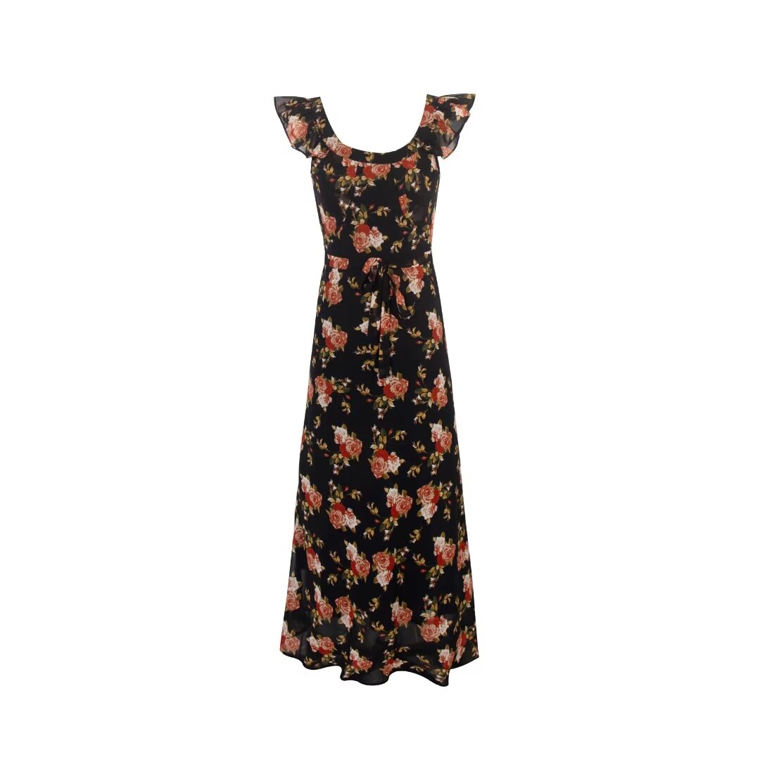 Black Background Floral Dress