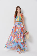 Women's Bow-Strap Pleated A-Line Dress