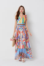 Women's Bow-Strap Pleated A-Line Dress
