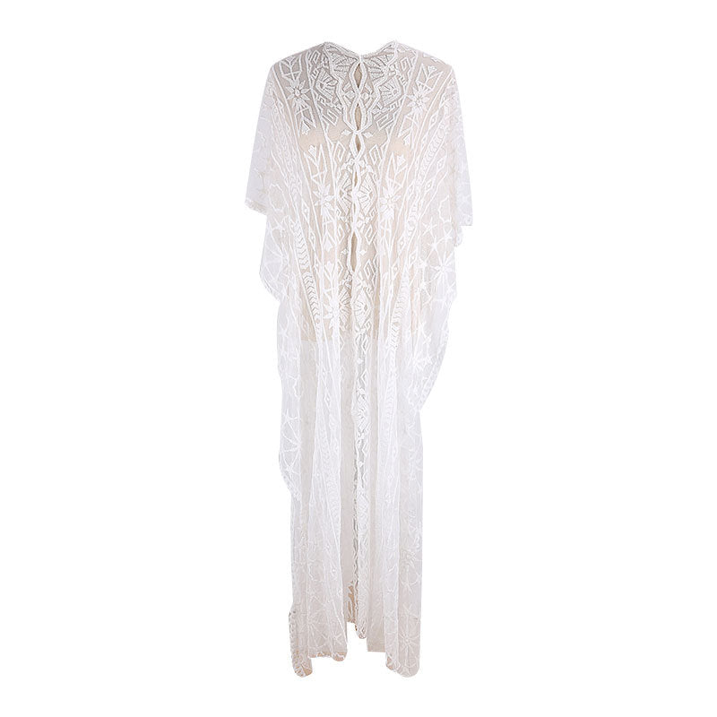 Mesh Embroidered Cover Up Swimwear