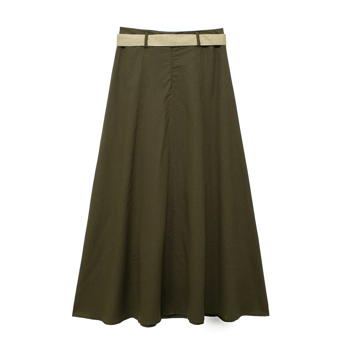 Women's Spring With Belt Linen Blend Cloak Midi Skirt