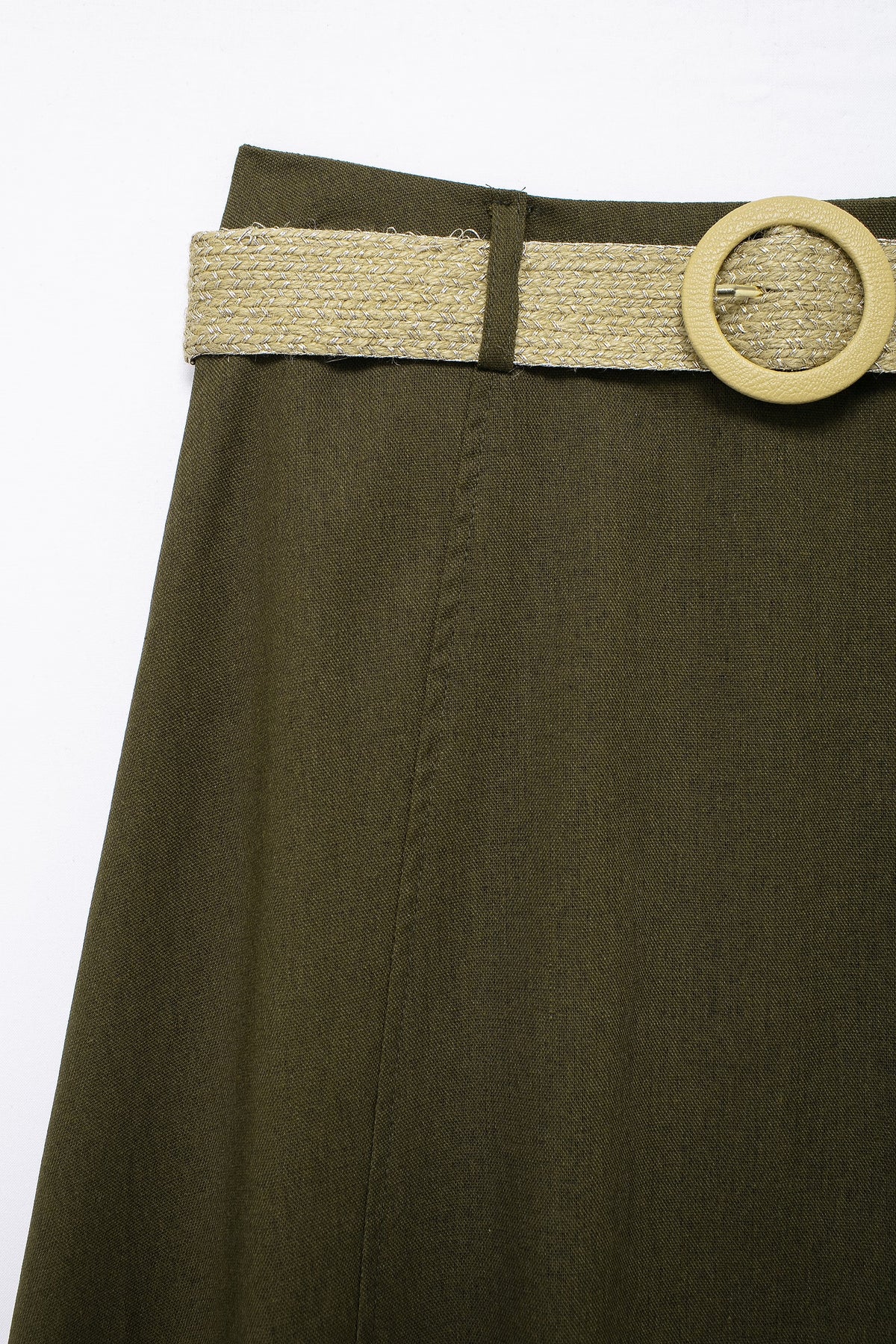 Women's Spring With Belt Linen Blend Cloak Midi Skirt