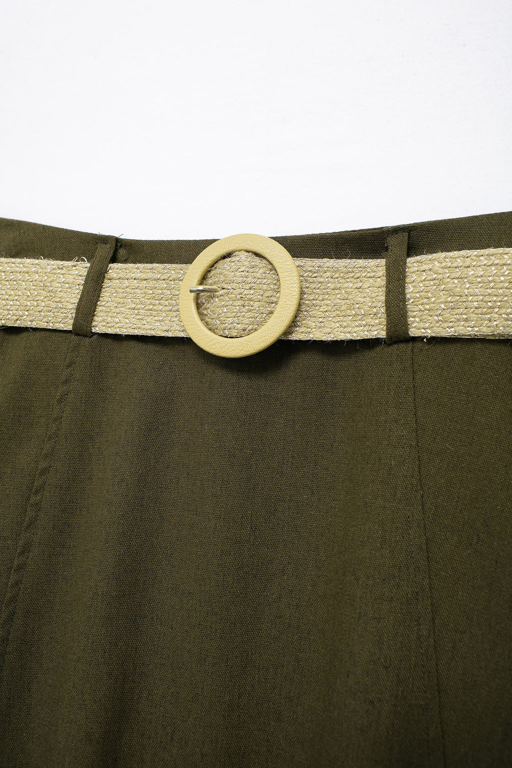 Women's Spring With Belt Linen Blend Cloak Midi Skirt