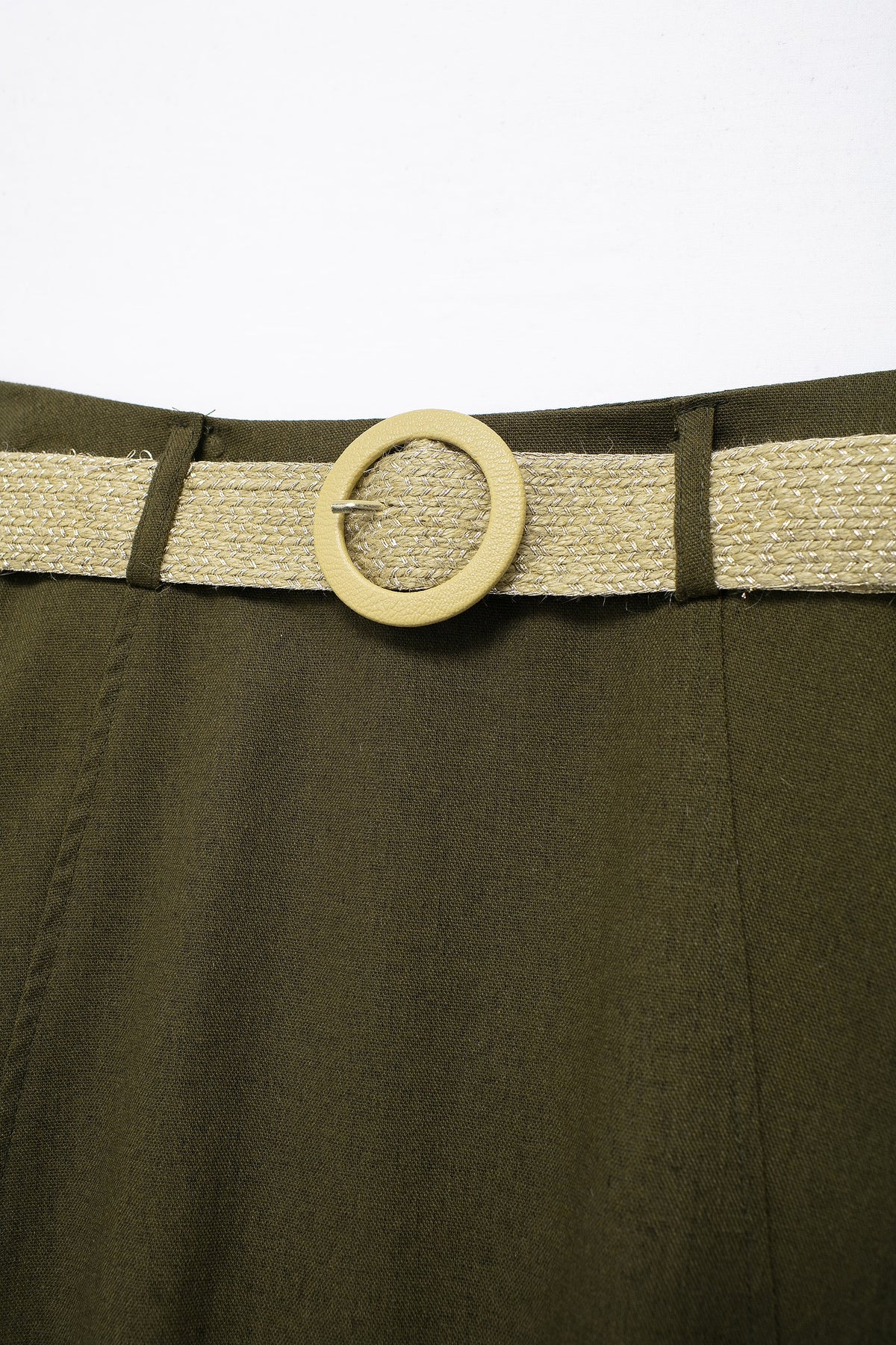 Women's Spring With Belt Linen Blend Cloak Midi Skirt