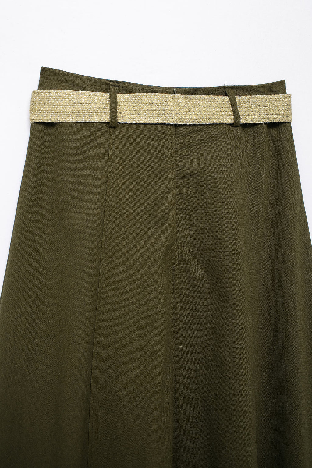 Women's Spring With Belt Linen Blend Cloak Midi Skirt