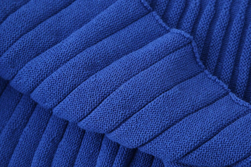 Women's Knit Pleated V-Neck Two-Piece Dress Set