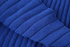 Women's Knit Pleated V-Neck Two-Piece Dress Set