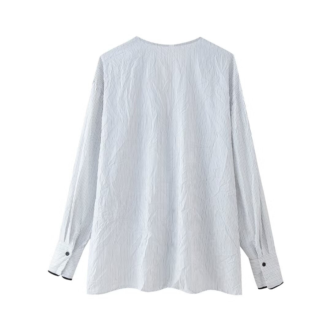 Women's Casual Set Striped Kimono Shirt Straight Leg Pants