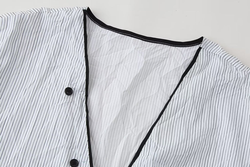 Women's Casual Set Striped Kimono Shirt Straight Leg Pants