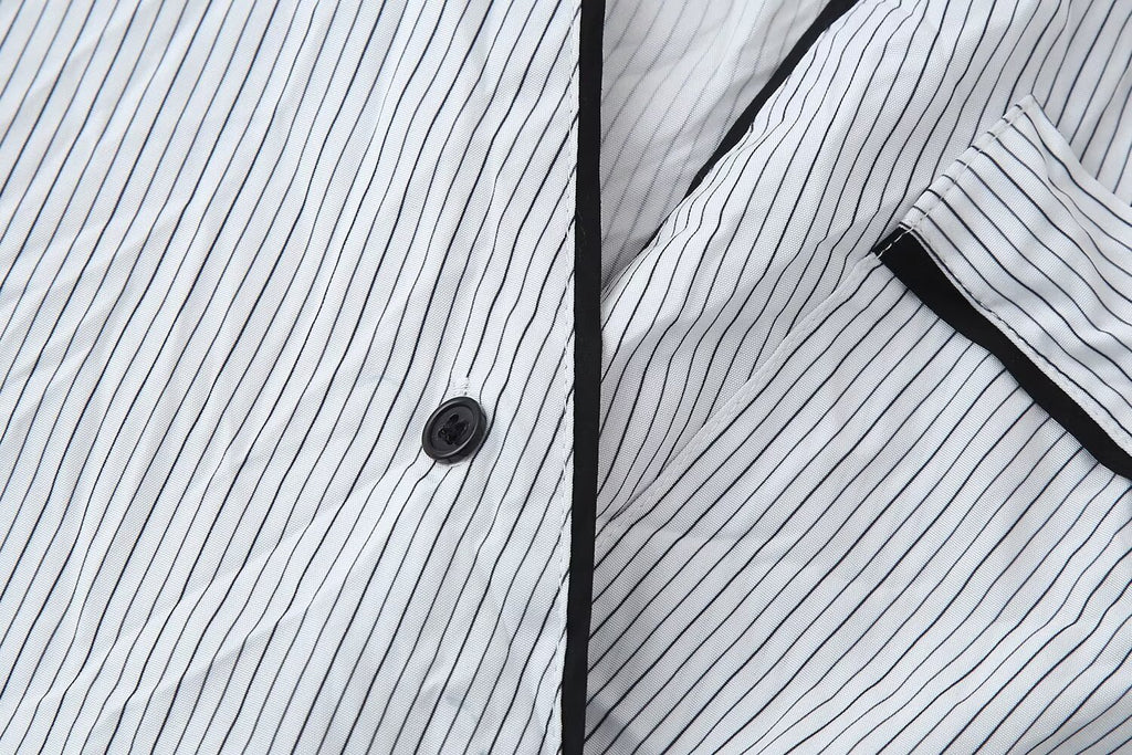 Women's Casual Set Striped Kimono Shirt Straight Leg Pants