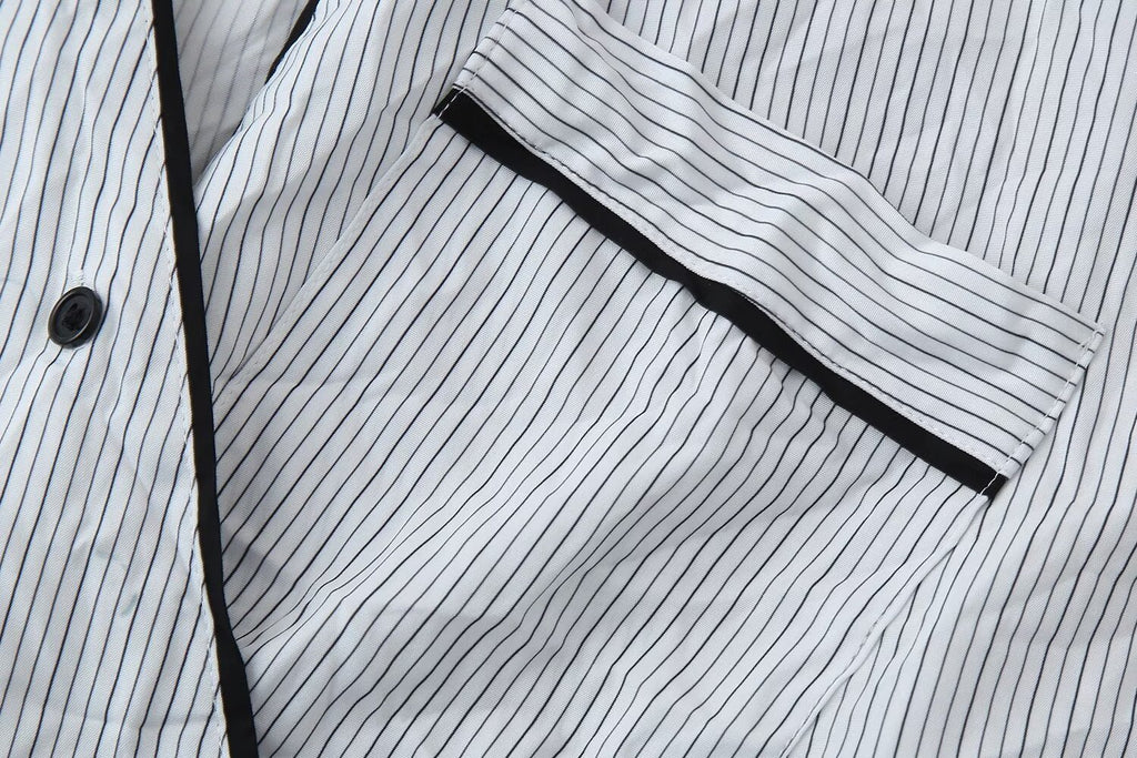 Women's Casual Set Striped Kimono Shirt Straight Leg Pants