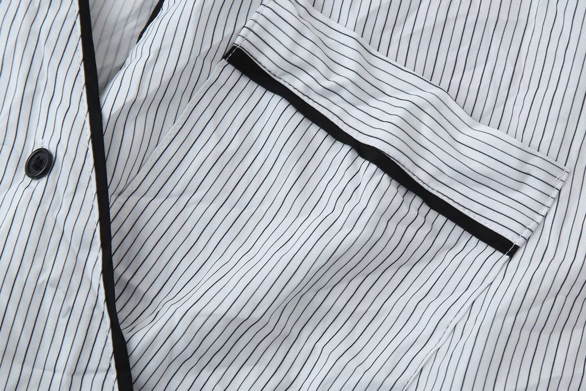 Women's Casual Set Striped Kimono Shirt Straight Leg Pants