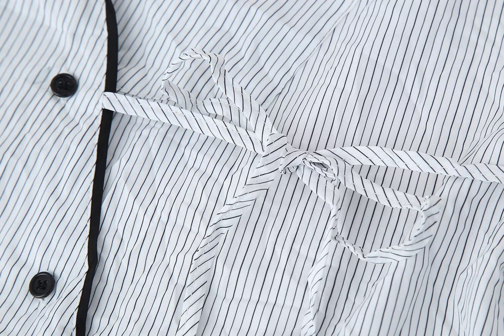 Women's Casual Set Striped Kimono Shirt Straight Leg Pants
