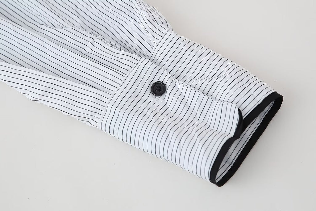 Women's Casual Set Striped Kimono Shirt Straight Leg Pants