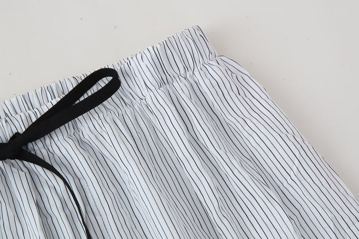 Women's Casual Set Striped Kimono Shirt Straight Leg Pants