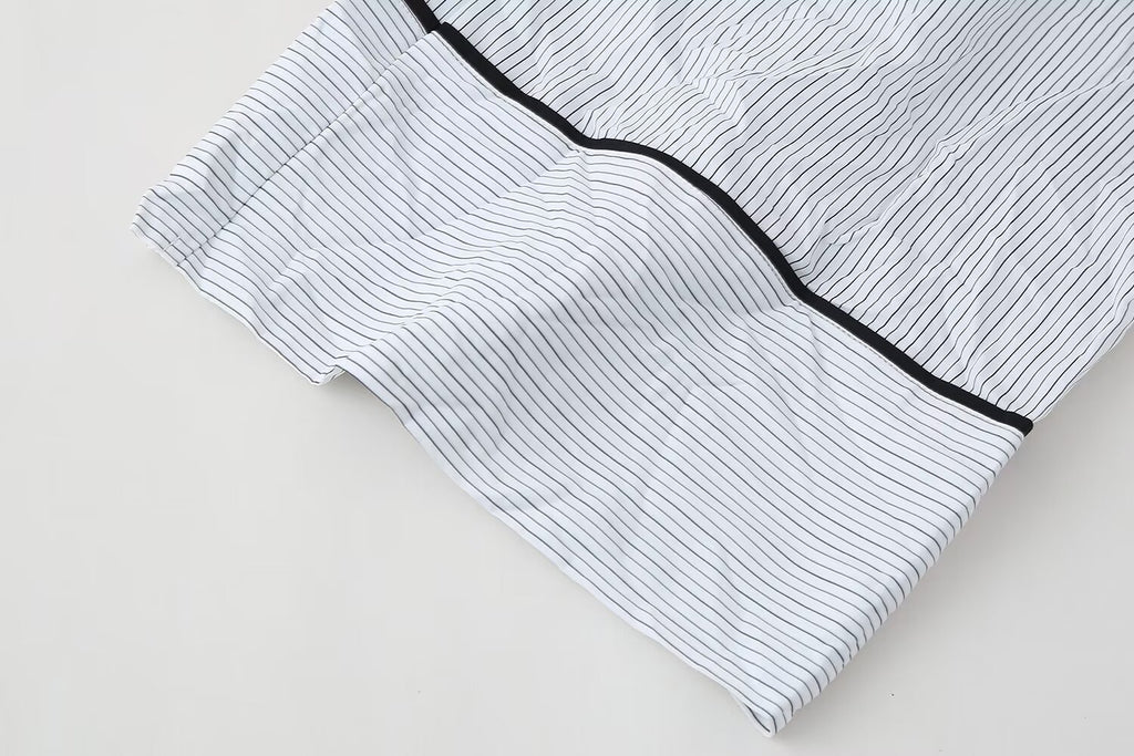 Women's Casual Set Striped Kimono Shirt Straight Leg Pants