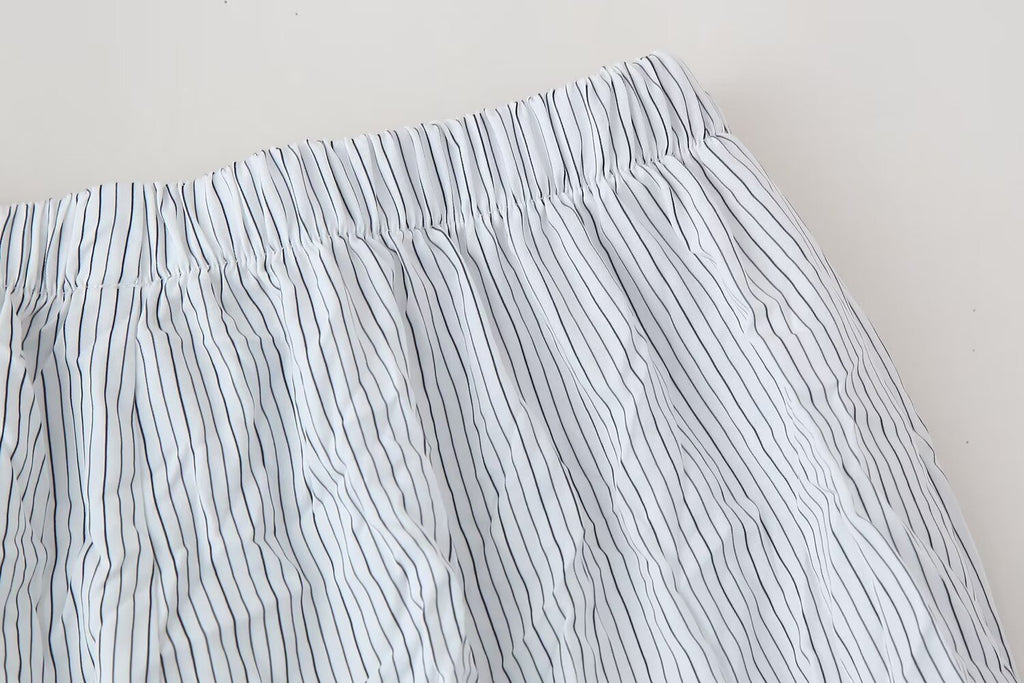 Women's Casual Set Striped Kimono Shirt Straight Leg Pants