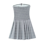 Gray Plaid Suspender Mini Dress