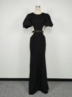 Sheath Sexy Maxi Dress Puff Sleeve Banquet Evening Dress