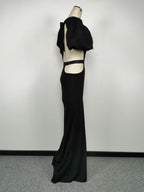 Sheath Sexy Maxi Dress Puff Sleeve Banquet Evening Dress