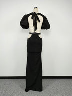 Sheath Sexy Maxi Dress Puff Sleeve Banquet Evening Dress