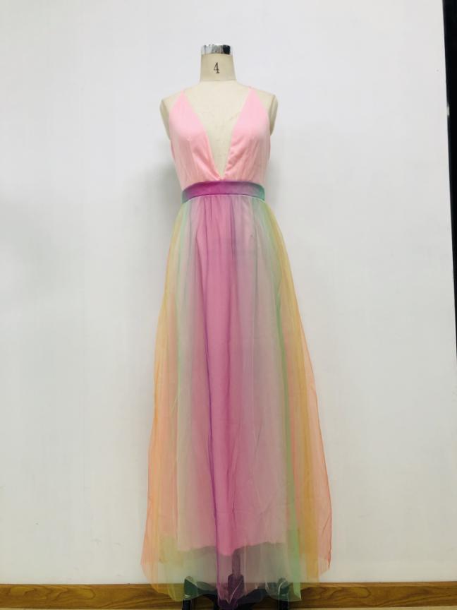 Women's Rainbow Mesh Camisole Dress