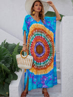 Women's Printed V-Neck Maxi Dress