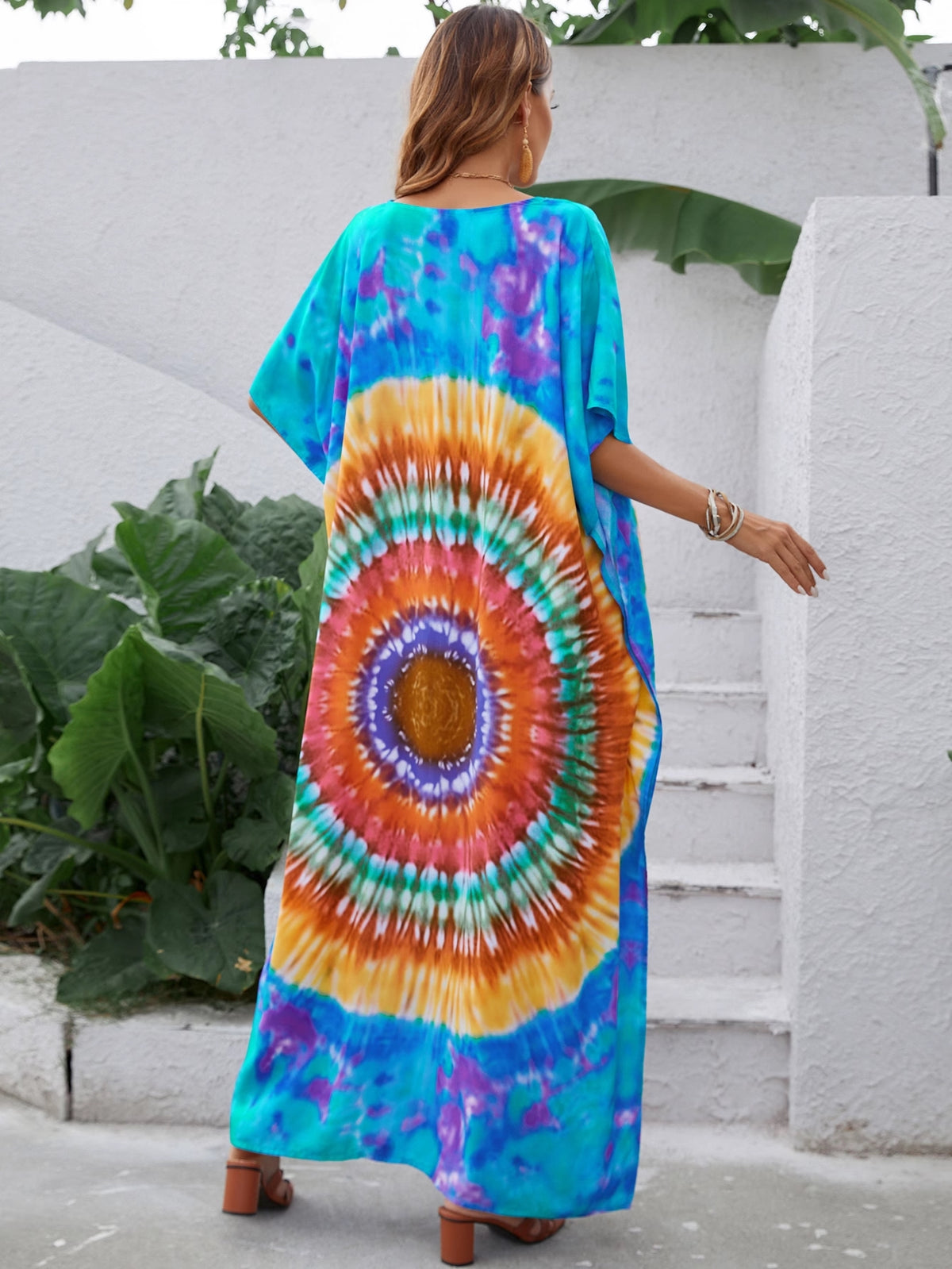 Women's Printed V-Neck Maxi Dress