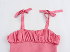 Women's Bowknot Decoration Pleated Satin Textured Top