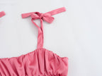 Women's Bowknot Decoration Pleated Satin Textured Top