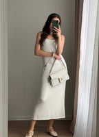 Knitted Cutout Dress Vest Set Soft Knitted Blouse Vacation